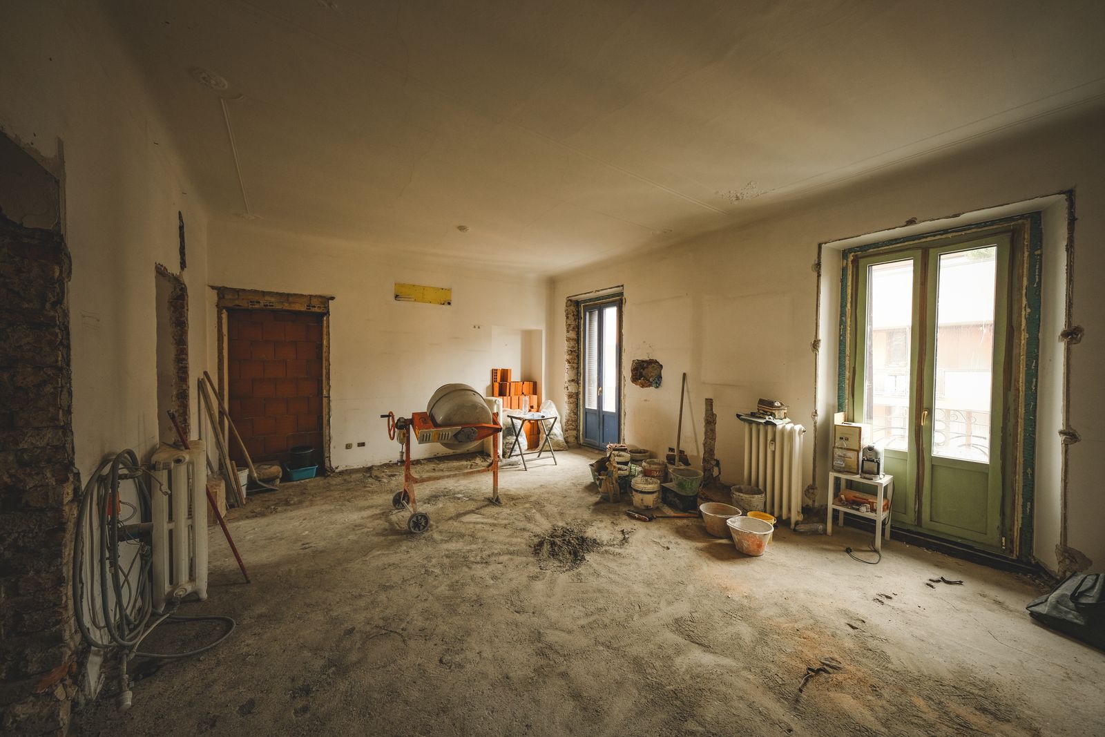 A lanai enclosed and 2,700 feet of floor made flat, before
