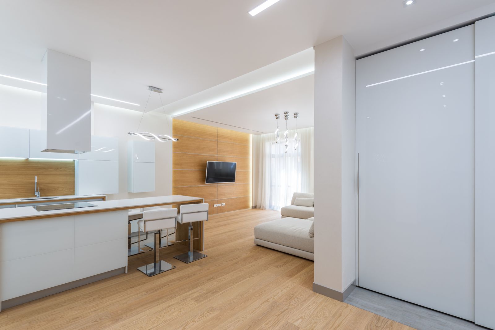 Bright open-plan living space after a whole-home renovation